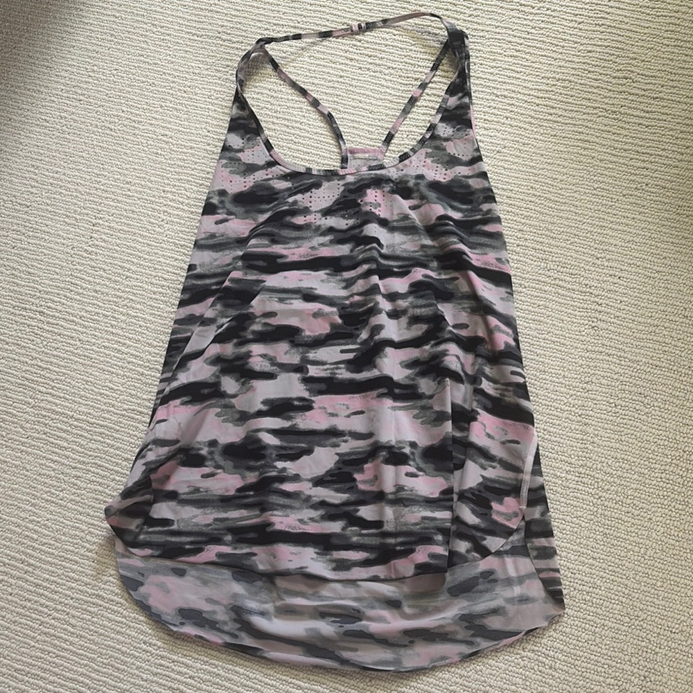 Lululemon Athletica Gray Black Ruched Backless Tank Top